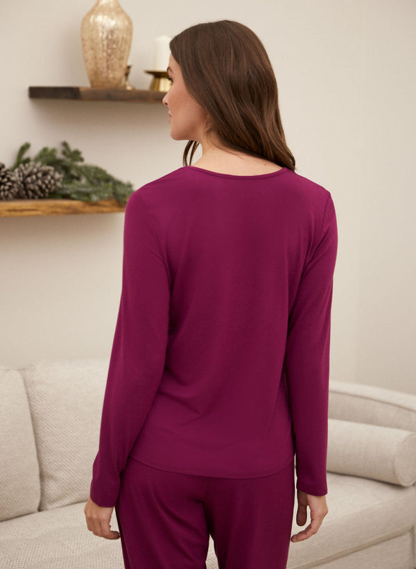 Laura Slogan V-Neck Pyjama Top