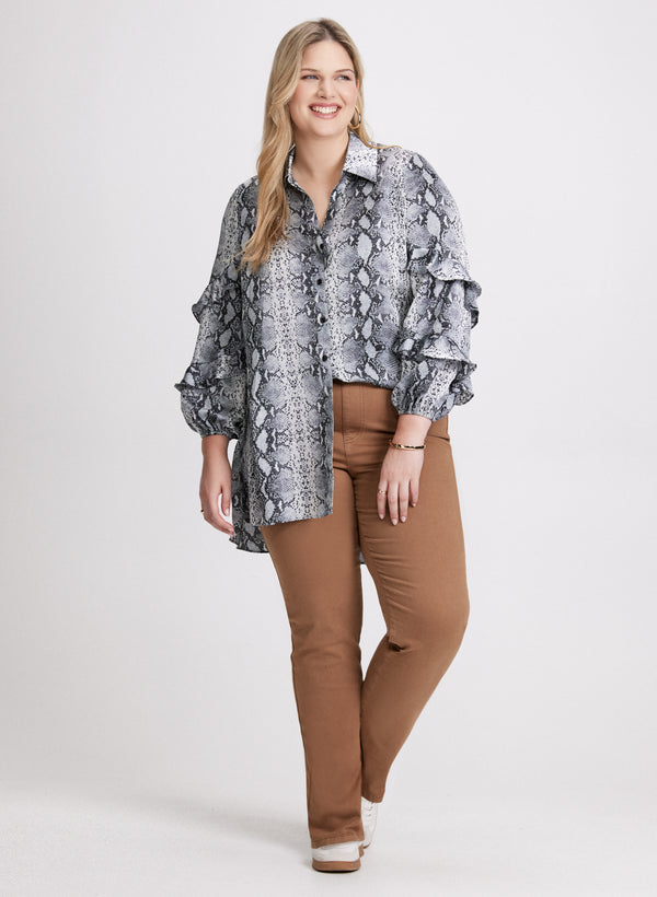 laura Snake Print Blouse & Straight Leg Jeans