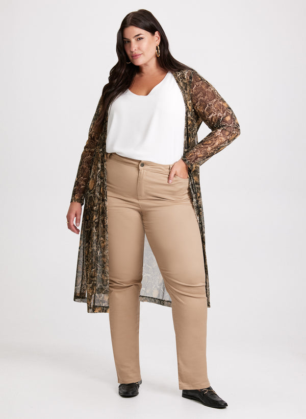 laura Snake Print Cardigan & Coated Jeans