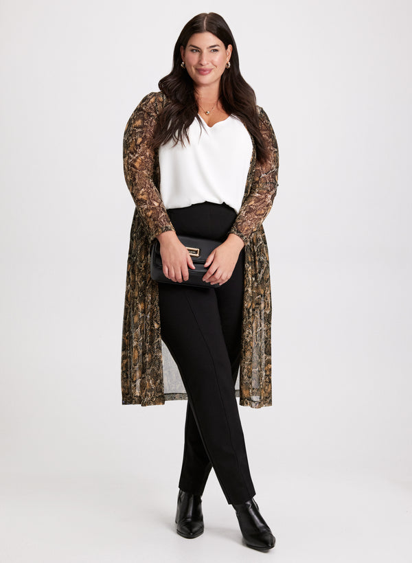 laura Snake Print Cardigan & Slim-Leg Pants