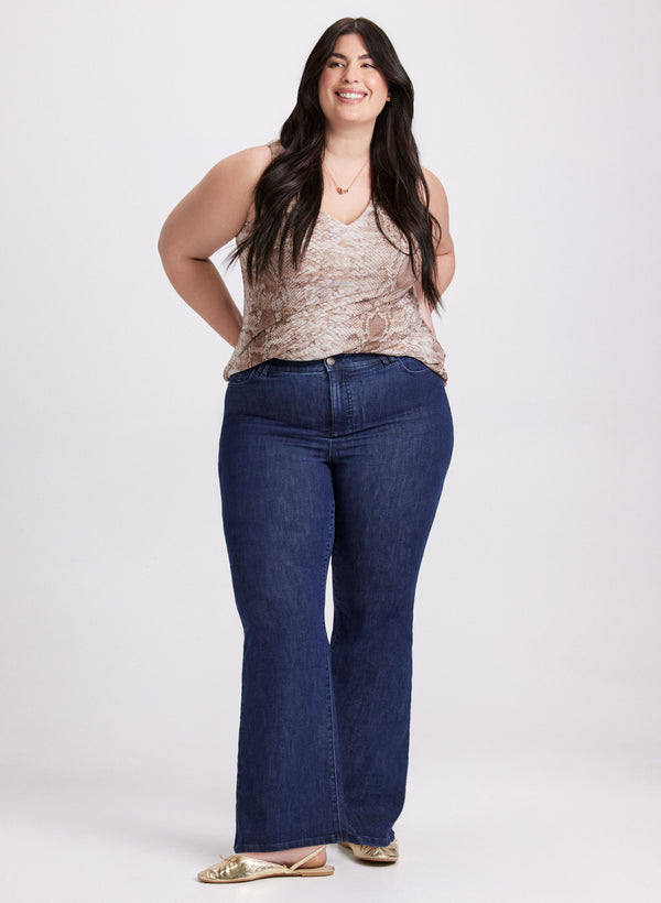 laura Snake Print Tank Top & Flare Leg Jeans