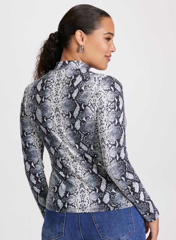 Laura Snake Print Turtleneck Top
