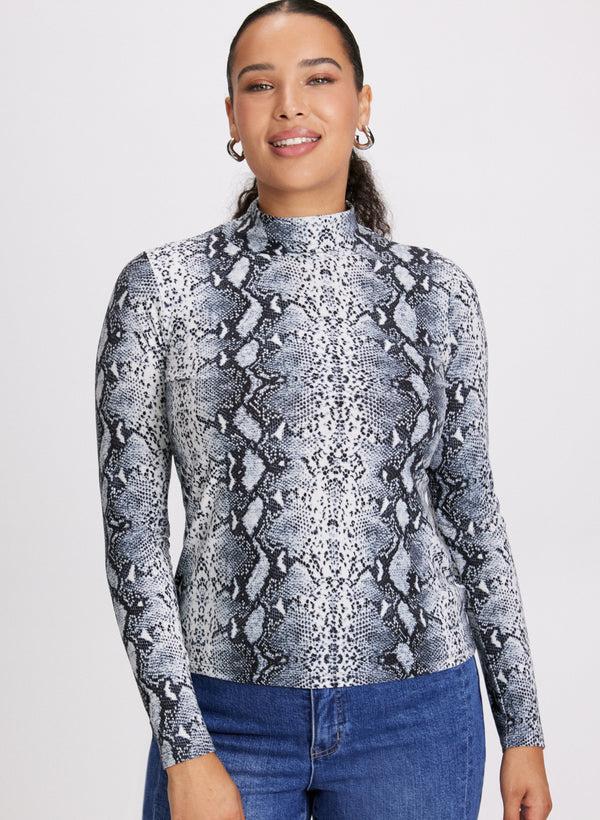 Laura Snake Print Turtleneck Top