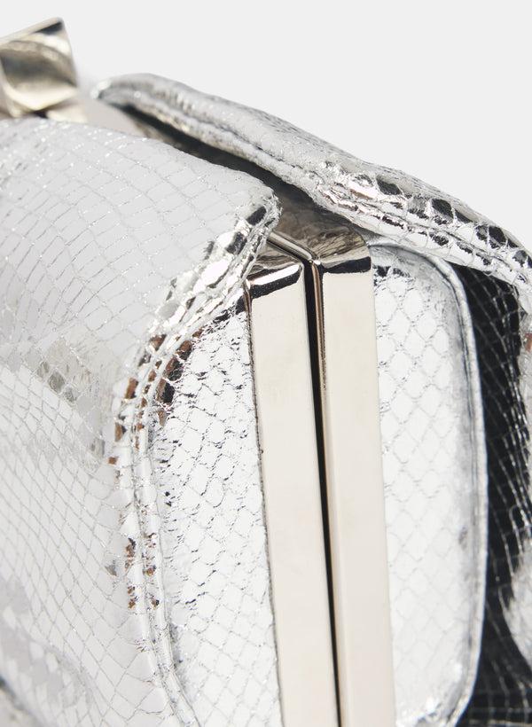 Laura Snakeskin Bow Clutch