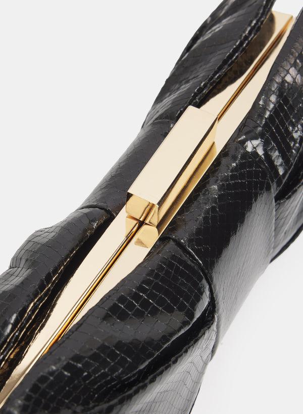 Laura Snakeskin Bow Clutch