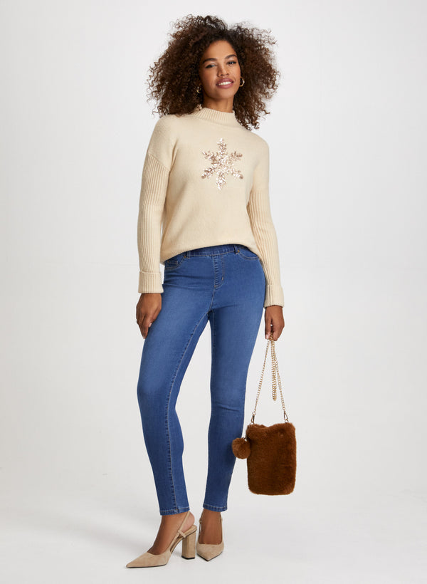 Laura Snowflake Appliqué Knit Sweater