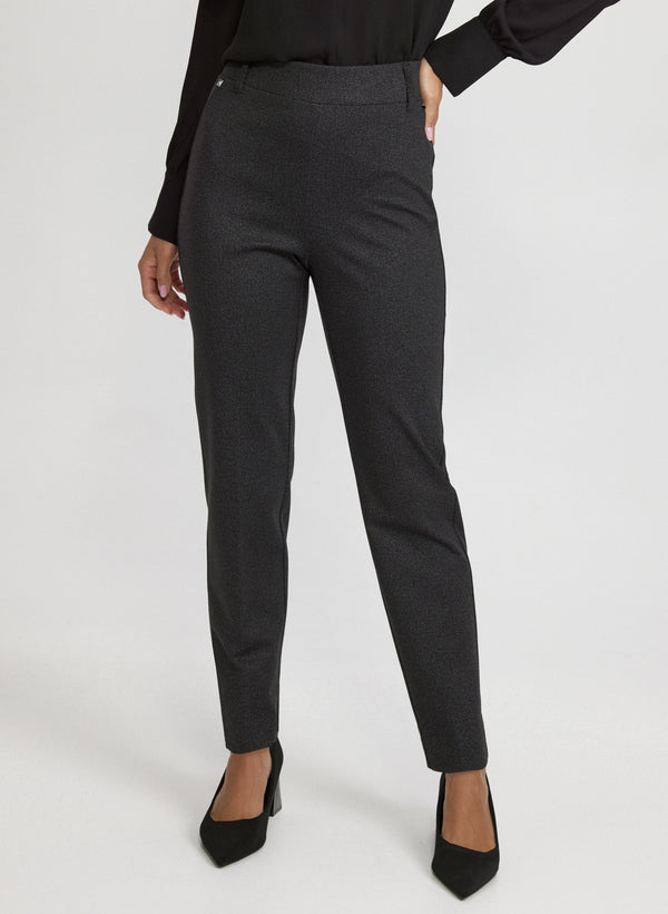 Laura Sofia Herringbone Slim-Leg Pants