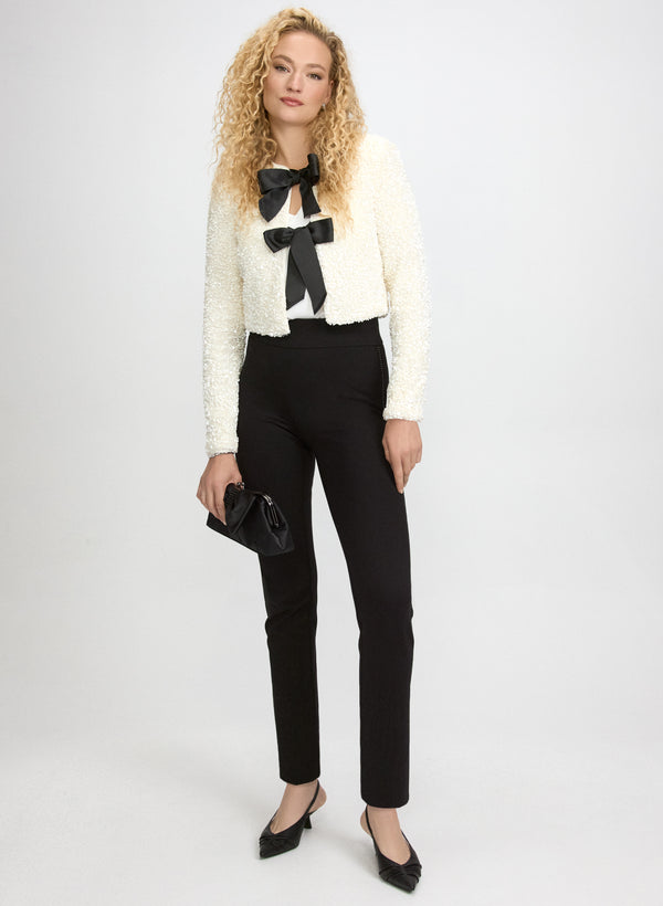 Laura Sofia Metallic Stitch Slim-Leg Pants