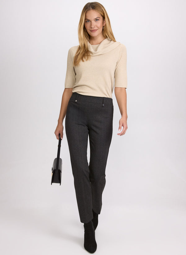 Laura Sofia Tweed Print Slim-Leg Pants