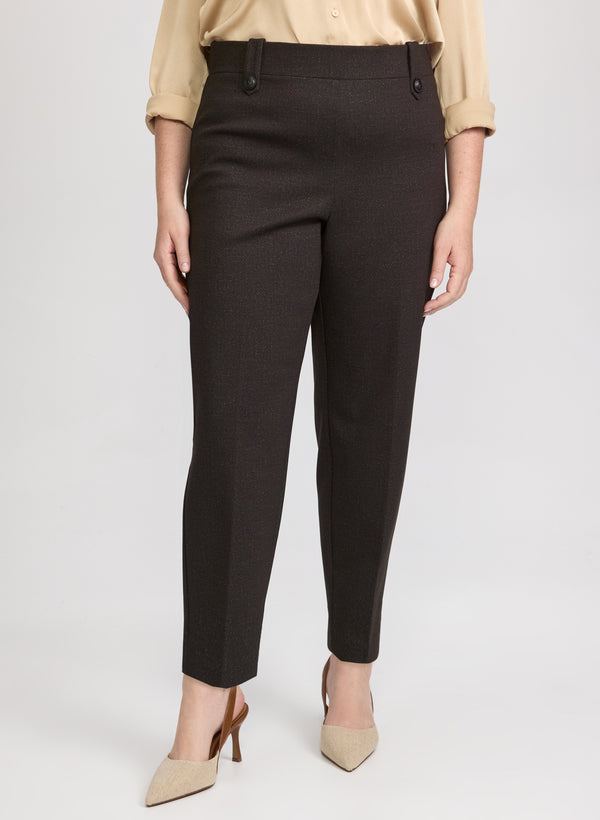 laura Sofia Tweed Print Slim-Leg Pants