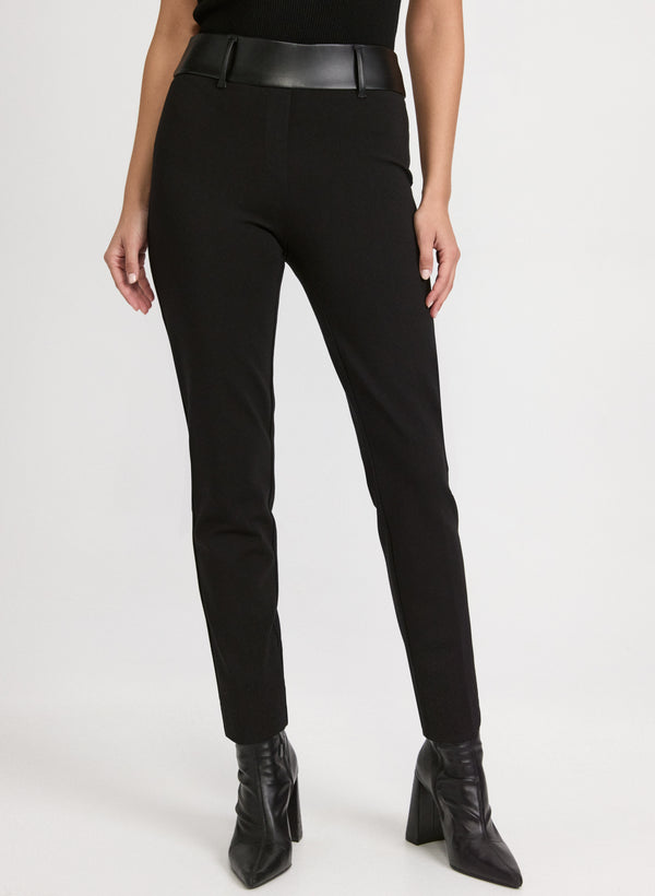 laura Sofia Vegan Leather Trim Pants