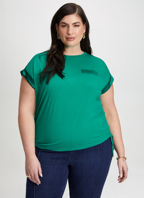 laura Solid T-Shirt with Satin Details