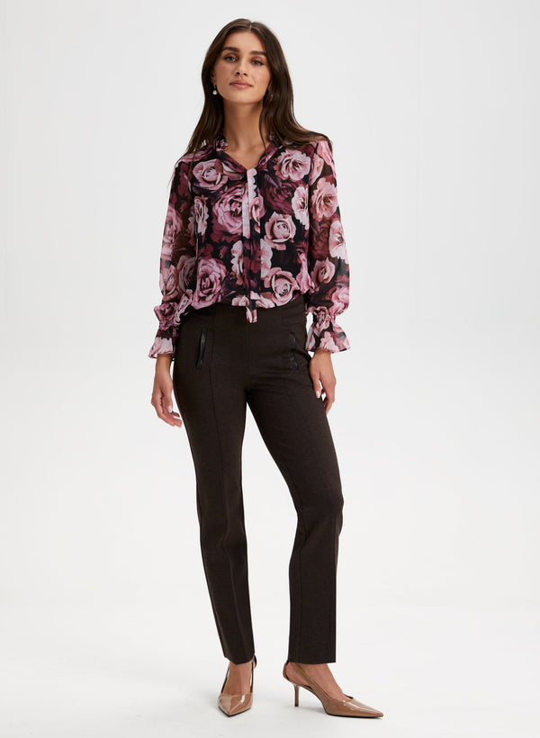 Laura Split Neck Floral Print Top