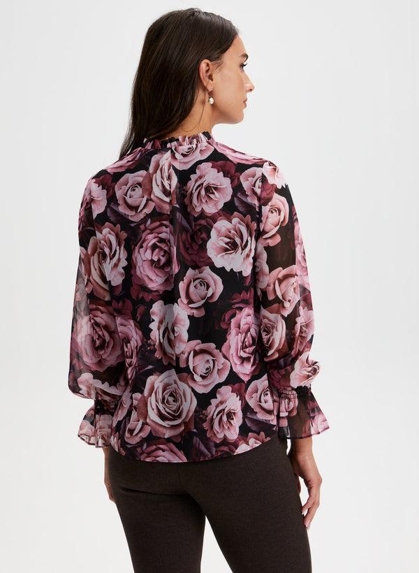 Laura Split Neck Floral Print Top
