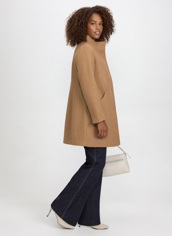 Laura Stand Collar Stretch-Wool Coat