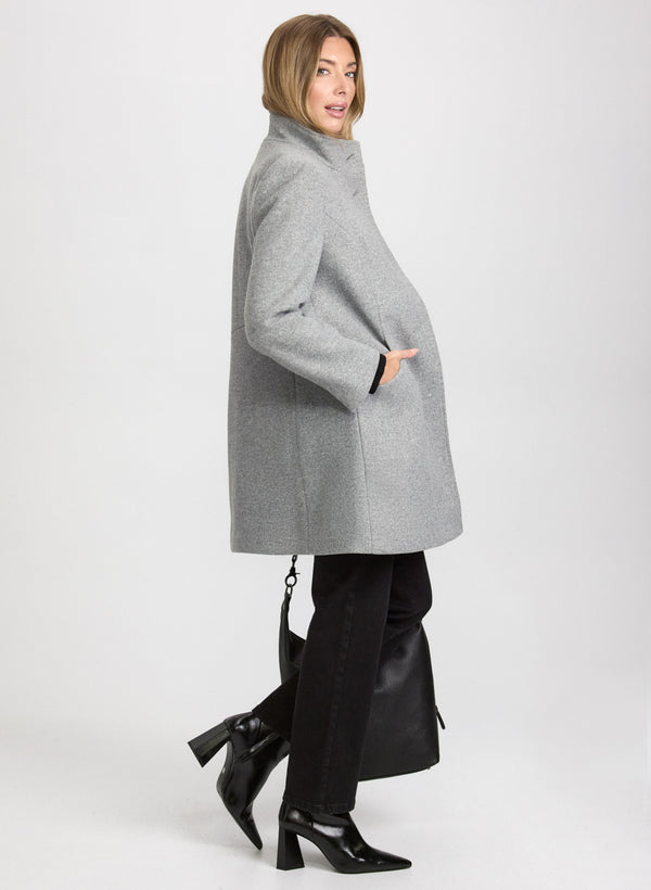 Laura Stand Collar Stretch-Wool Coat