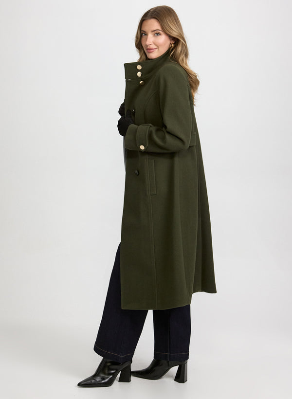 Laura Stand Collar Wool-Blend Coat