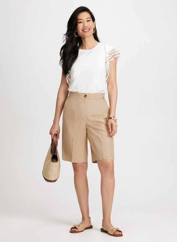 Laura Straight Leg Linen-Blend Shorts