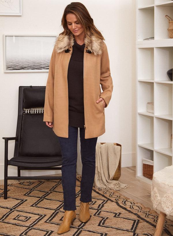 Laura Stretch Faux Wool Coat