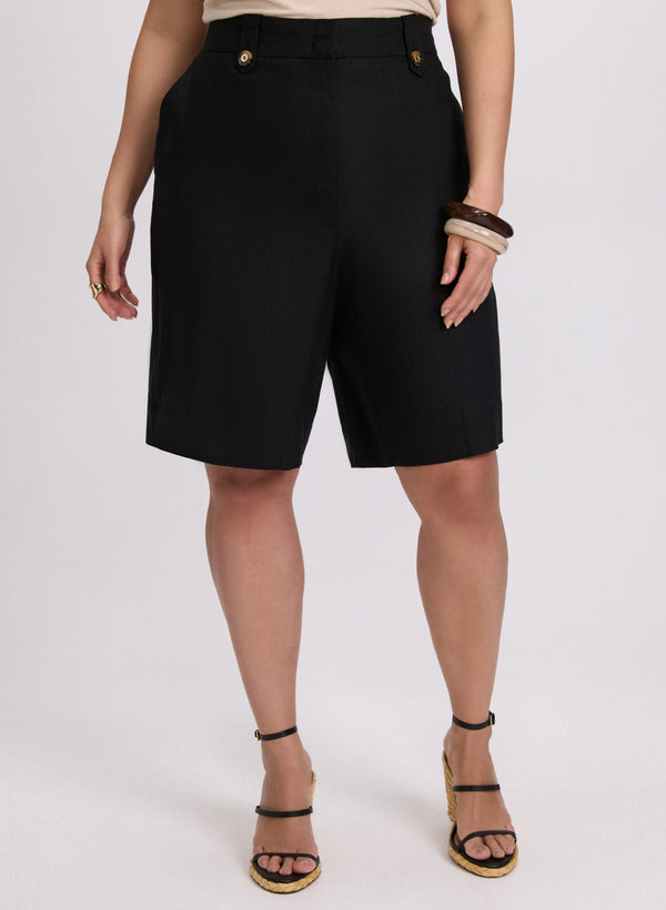 laura Stretch Linen-Blend Shorts