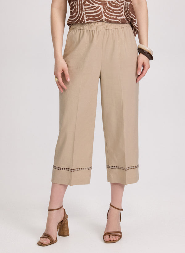 laura Stretch-Linen Crochet Detail Culottes