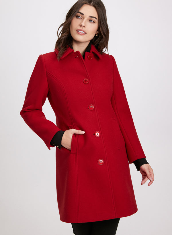laura Stretch Wool-Blend Coat
