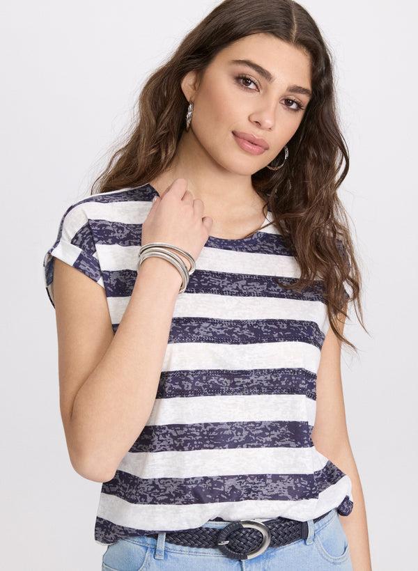 laura Stripe Burnout T-Shirt