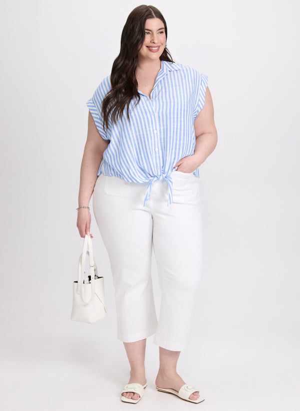 Laura Stripe Button-Down Blouse