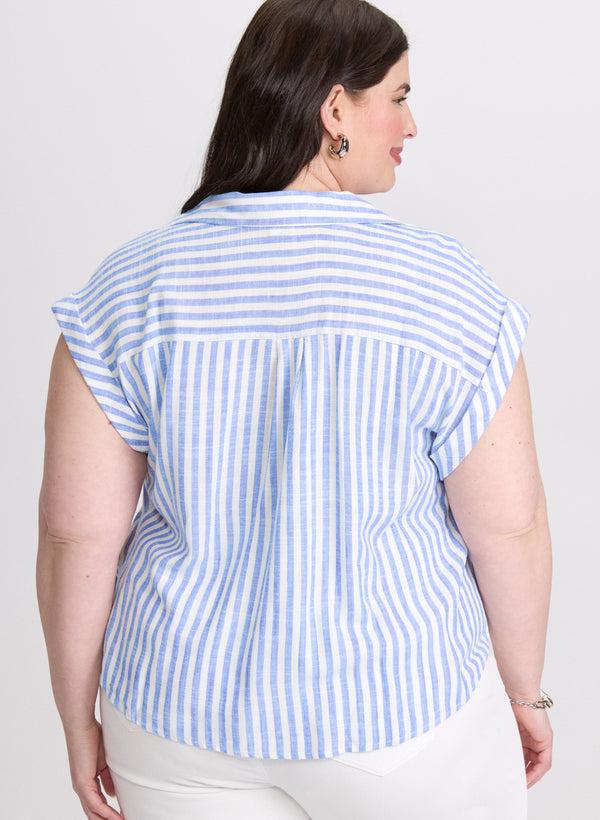 Laura Stripe Button-Down Blouse