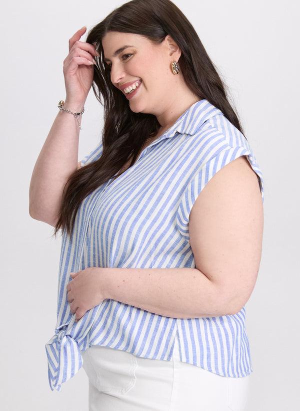 Laura Stripe Button-Down Blouse