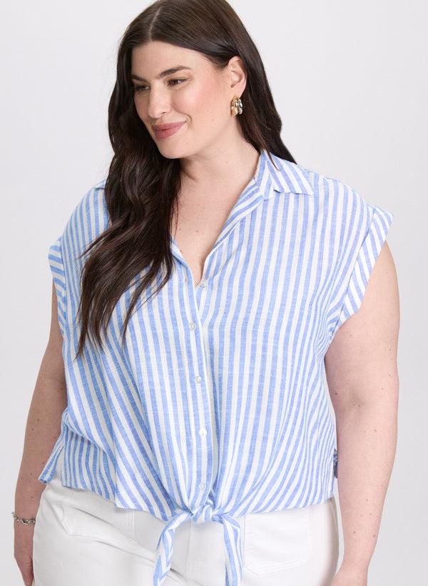 laura Stripe Button-Down Blouse