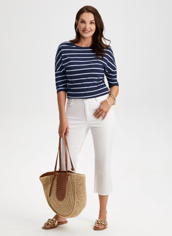 Laura Stripe Print 3/4 Sleeve Tee