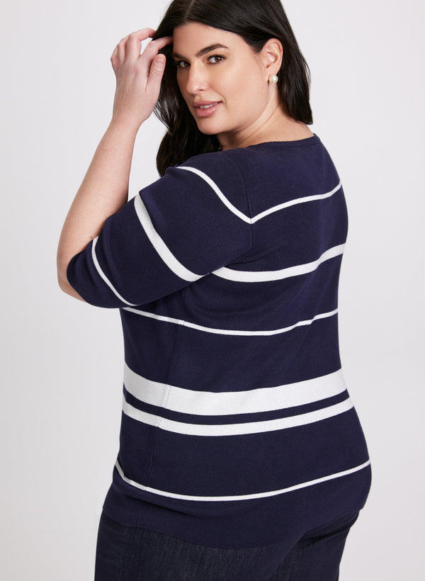 Laura Stripe Print Knit Pullover