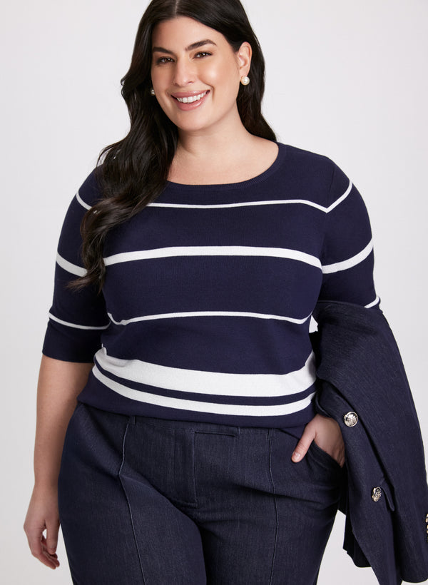 laura Stripe Print Knit Pullover