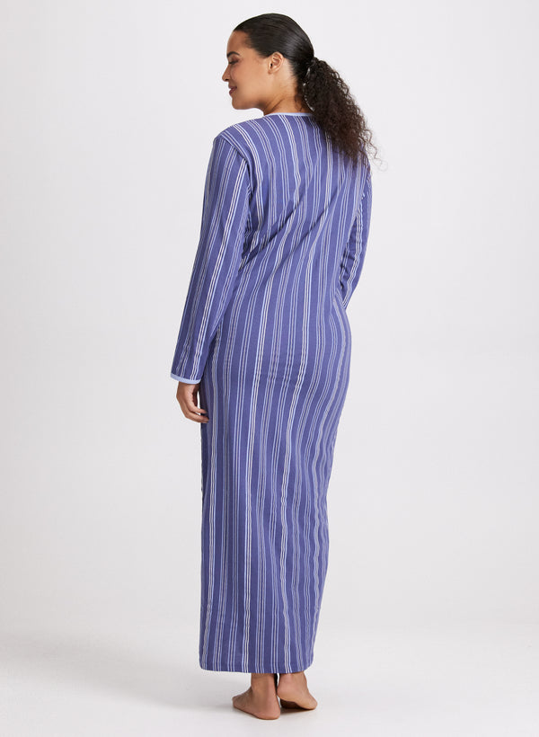 Laura Stripe Print Long Nightgown