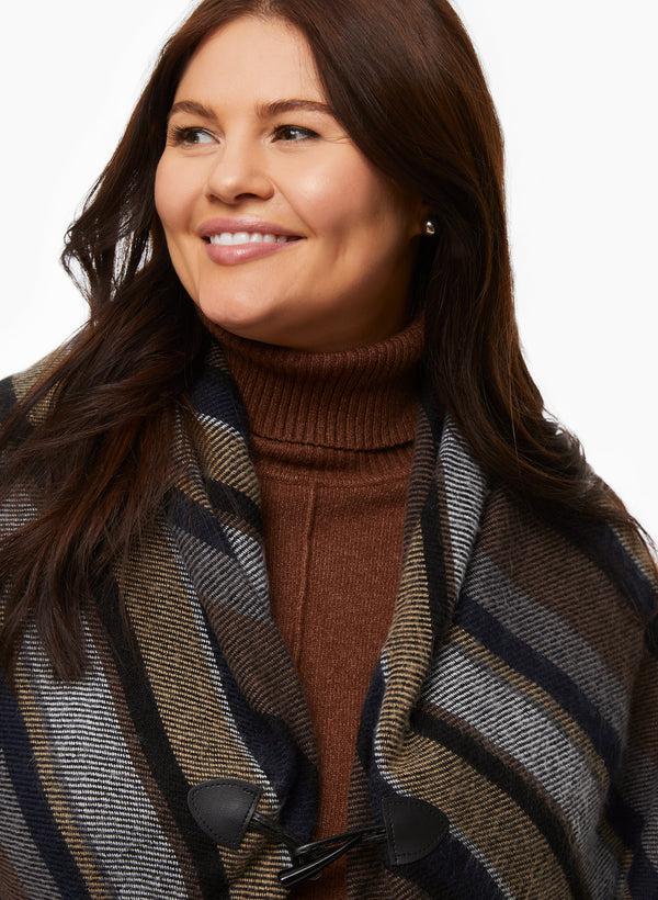 Laura Stripe Print Poncho