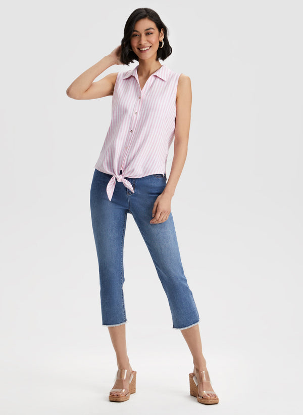 Laura Stripe Print Shirt Collar Blouse