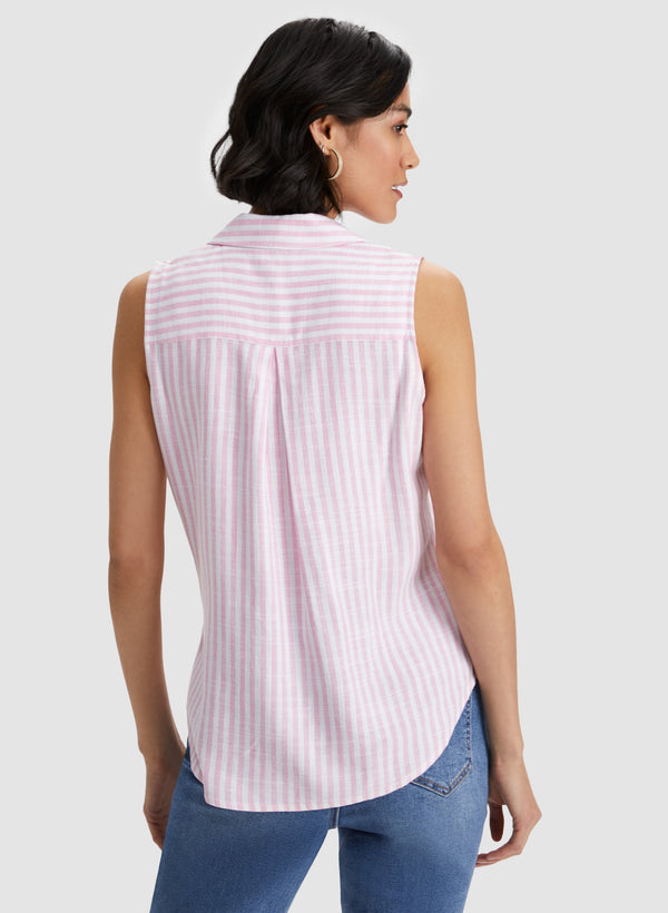 Laura Stripe Print Shirt Collar Blouse