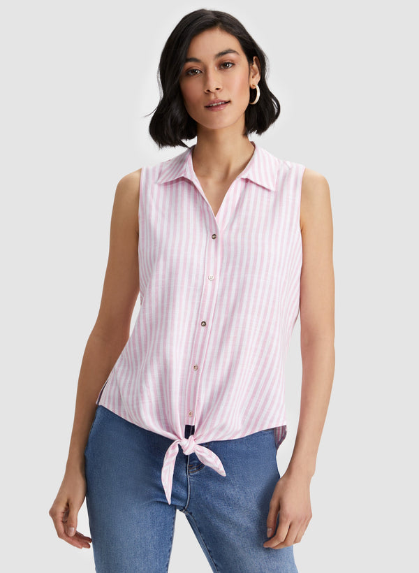 laura Stripe Print Shirt Collar Blouse