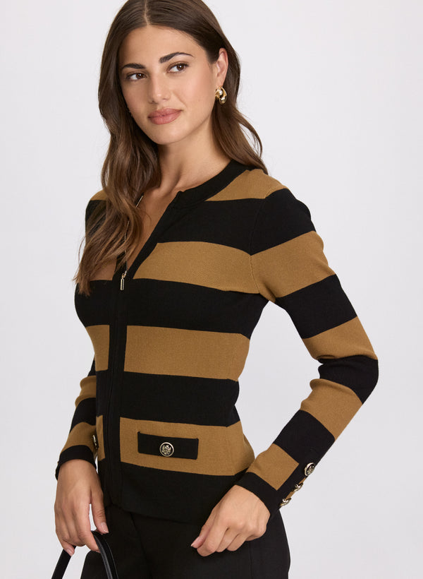 Laura Stripe Zip Cardigan
