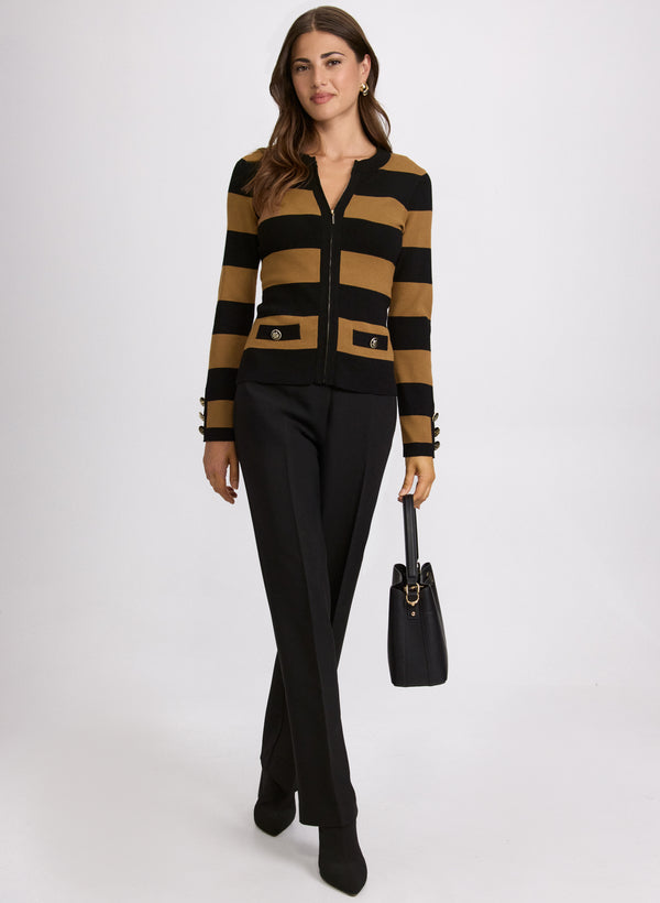 Laura Stripe Zip Cardigan