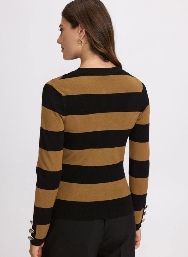 Laura Stripe Zip Cardigan