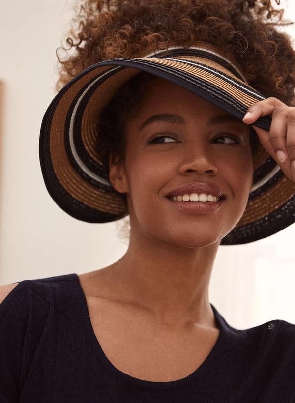 Laura Striped Bow Detail Visor