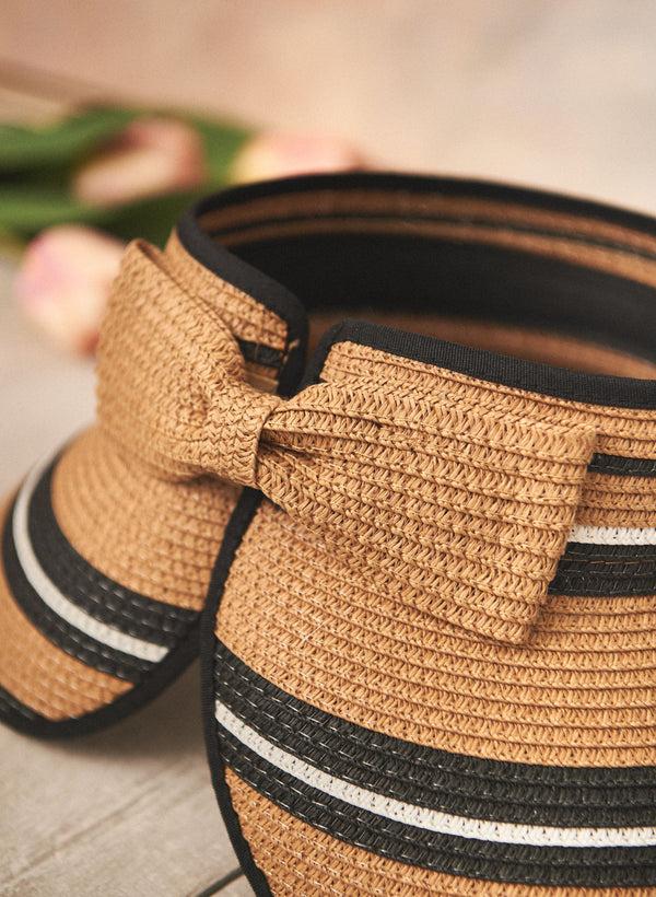 Laura Striped Bow Detail Visor