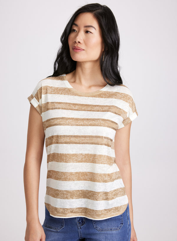 Laura Striped Burnout T-Shirt