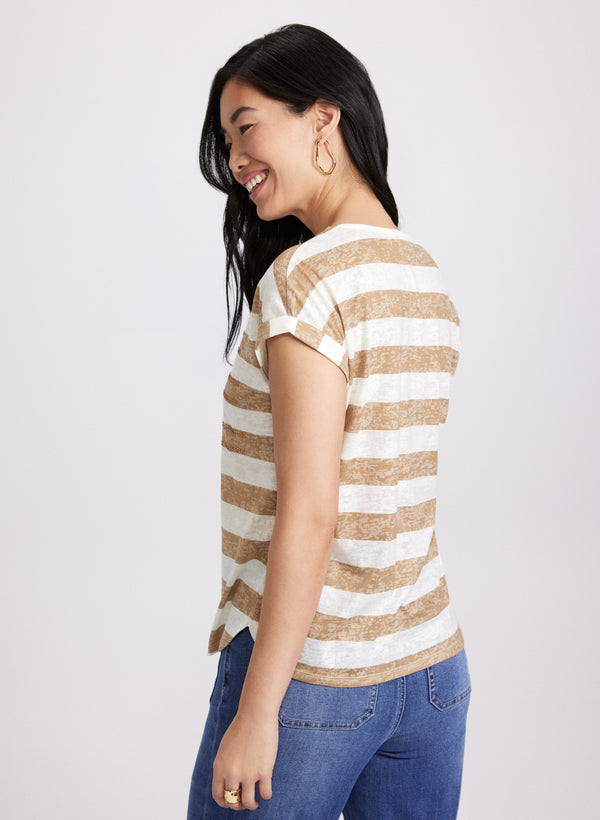 Laura Striped Burnout T-Shirt