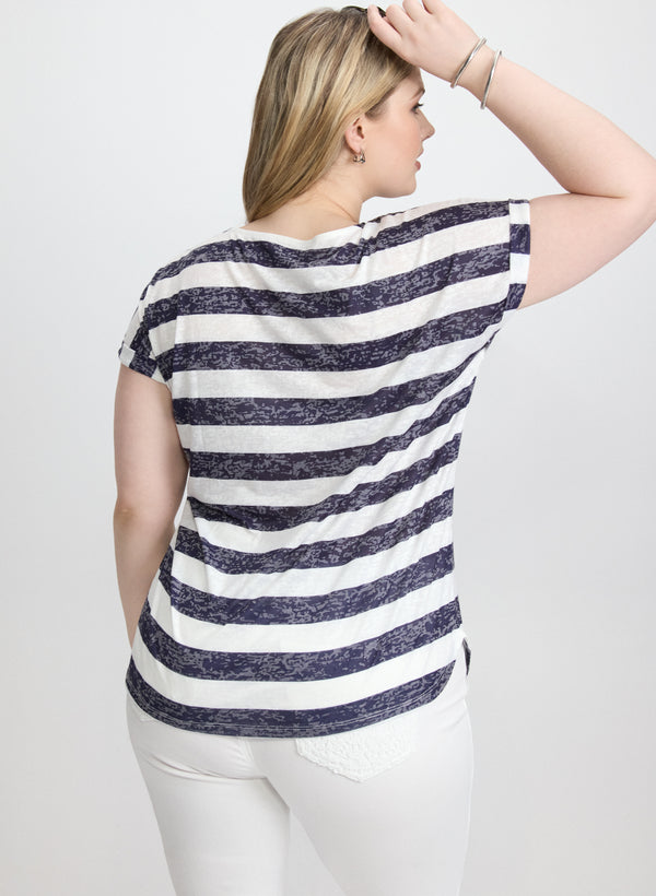 Laura Striped Burnout T-Shirt