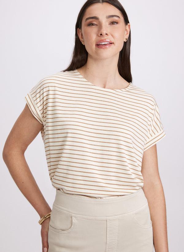 laura Striped Cap Sleeve T-Shirt