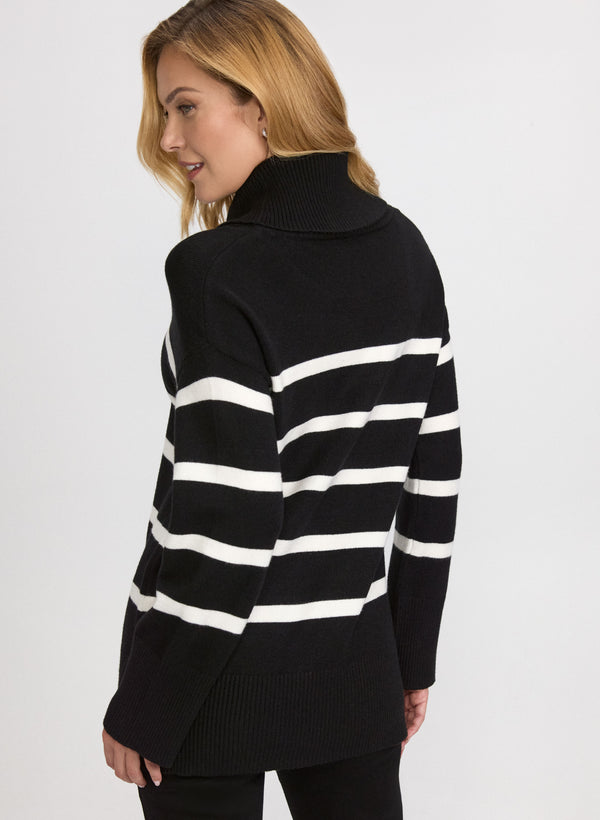 Laura Striped Cowl Neck Tunic Sweater