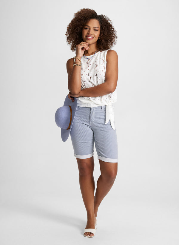 Laura Striped Denim Shorts